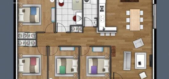 Plan de maison Surface terrain 92 m2 - 5 pièces - 4  chambres -  sans garage 