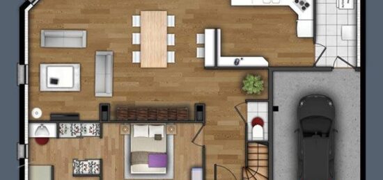 Plan de maison Surface terrain 137 m2 - 5 pièces - 4  chambres -  avec garage 