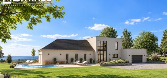 Plan de maison Surface terrain 224 m2 - 6 pièces - 5  chambres -  avec garage 