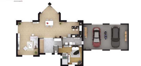 Plan de maison Surface terrain 185 m2 - 7 pièces - 4  chambres -  avec garage 