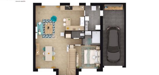 Plan de maison Surface terrain 118 m2 - 6 pièces - 4  chambres -  avec garage 