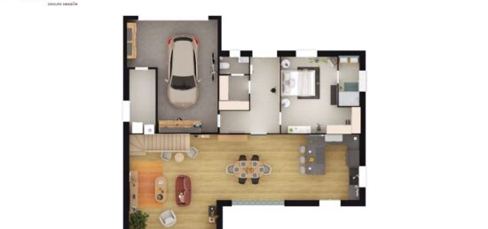 Plan de maison Surface terrain 144 m2 - 6 pièces - 3  chambres -  avec garage 