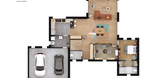 Plan de maison Surface terrain 156 m2 - 7 pièces - 4  chambres -  avec garage 
