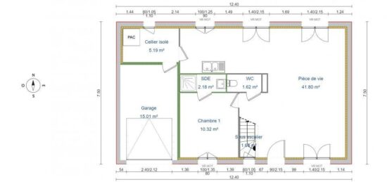 Plan de maison Surface terrain 112 m2 - 6 pièces - 4  chambres -  avec garage 