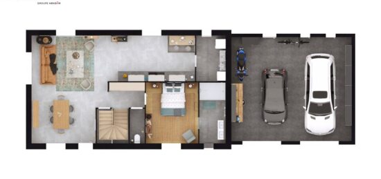 Plan de maison Surface terrain 134 m2 - 7 pièces - 4  chambres -  avec garage 