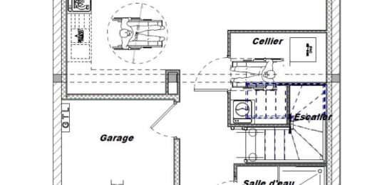 Plan de maison Surface terrain 97 m2 - 5 pièces - 3  chambres -  avec garage 