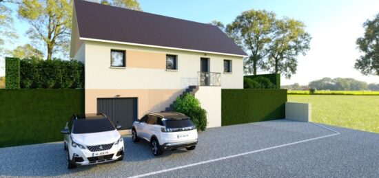 Plan de maison Surface terrain 74 m2 - 4 pièces - 3  chambres -  avec garage 