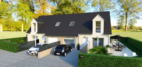 Plan de maison Surface terrain 100 m2 - 4 pièces - 3  chambres -  avec garage 