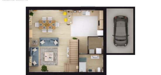 Plan de maison Surface terrain 113 m2 - 5 pièces - 3  chambres -  avec garage 