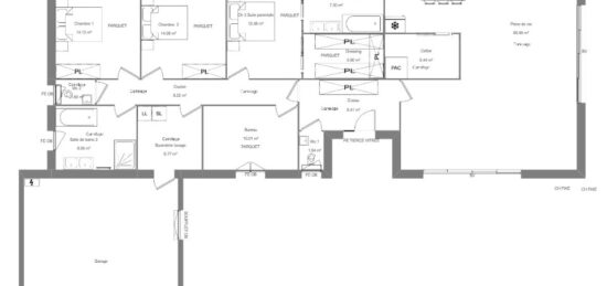 Plan de maison Surface terrain 170 m2 - 5 pièces - 4  chambres -  avec garage 