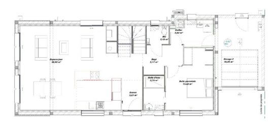 Plan de maison Surface terrain 139 m2 - 5 pièces - 4  chambres -  avec garage 