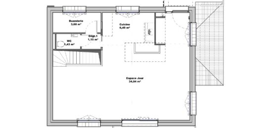 Plan de maison Surface terrain 108 m2 - 4 pièces - 4  chambres -  avec garage 