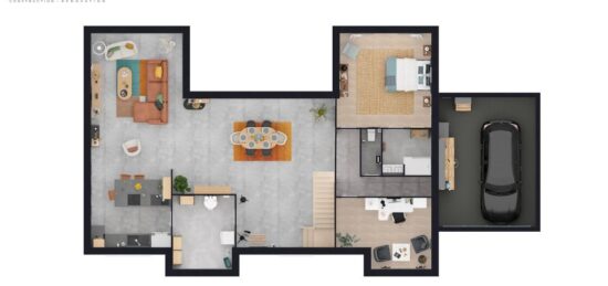 Plan de maison Surface terrain 193 m2 - 7 pièces - 4  chambres -  avec garage 