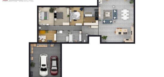 Plan de maison Surface terrain 170 m2 - 6 pièces - 3  chambres -  avec garage 