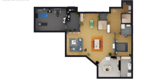 Plan de maison Surface terrain 244 m2 - 10 pièces - 5  chambres -  avec garage 