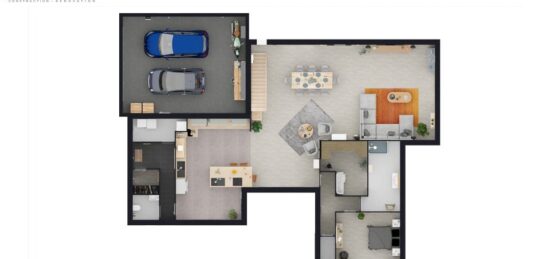 Plan de maison Surface terrain 211 m2 - 6 pièces - 4  chambres -  avec garage 