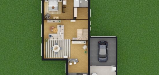 Plan de maison Surface terrain 158 m2 - 7 pièces - 4  chambres -  avec garage 