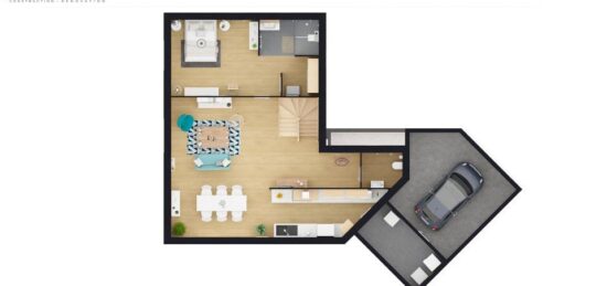 Plan de maison Surface terrain 148 m2 - 5 pièces - 4  chambres -  avec garage 