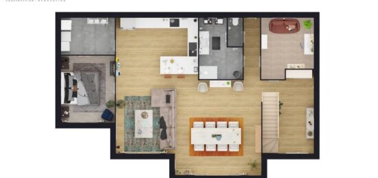 Plan de maison Surface terrain 182 m2 - 3 pièces - 1  chambre -  sans garage 