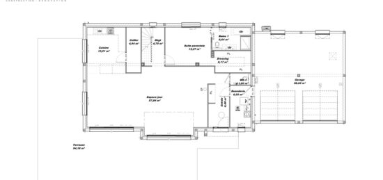 Plan de maison Surface terrain 230 m2 - 8 pièces - 4  chambres -  avec garage 