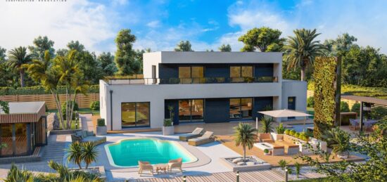 Plan de maison Surface terrain 180 m2 - 7 pièces - 4  chambres -  avec garage 