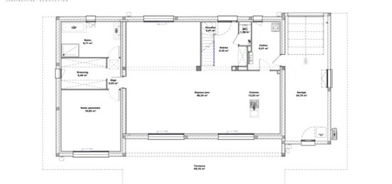 Plan de maison Surface terrain 180 m2 - 7 pièces - 4  chambres -  avec garage 